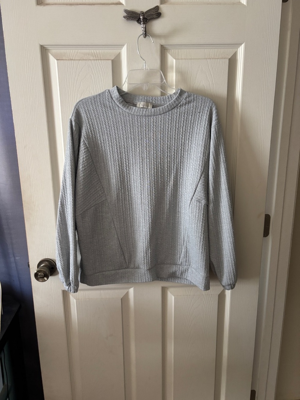 Chenault Light Gray Textured Crewneck Sweater
